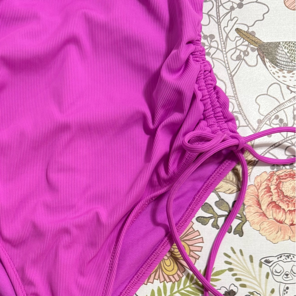 Shade & Shore Pink One-Piece Swimsuit Scoop Neck NWT - Picture 5 of 11